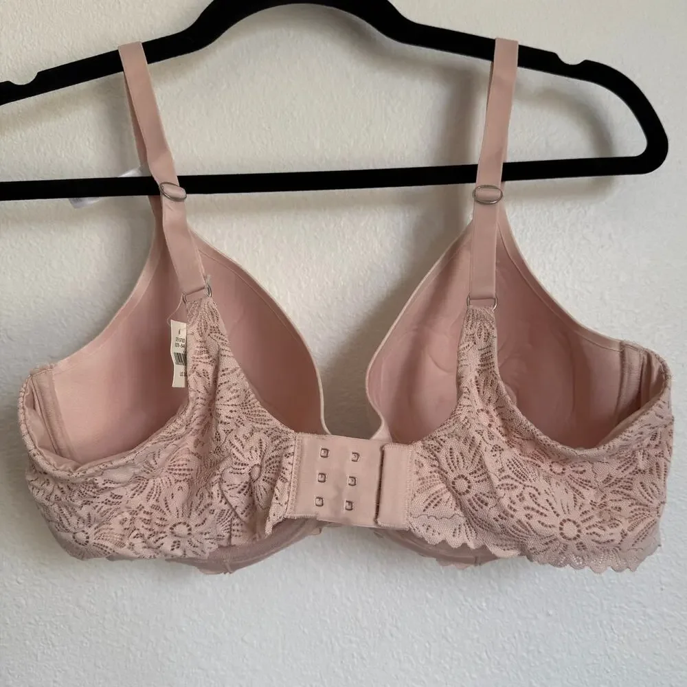 NWT AERIE Sunnie‎ Full Coverage Lightly Lined Blossom Lace Bra Marled Pale Pink
